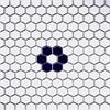 Navy Blue & White Hexagon Flower Pattern Mosaic Tile