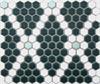 Rose and Trellis Hex Tile Pattern in Deep Teal, Celadon and White