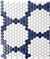 Repeating hex tile pattern Round and Round  Blue and White Glazed Porcelain