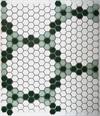 Round and Round Hex Tile Pattern in Forest Green, Celadon and White
