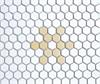 Matte White & Yellow Snowflake Hex Tile pattern