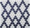 Diamond Trellis Penny Tile Pattern in Midnight Blue and White
